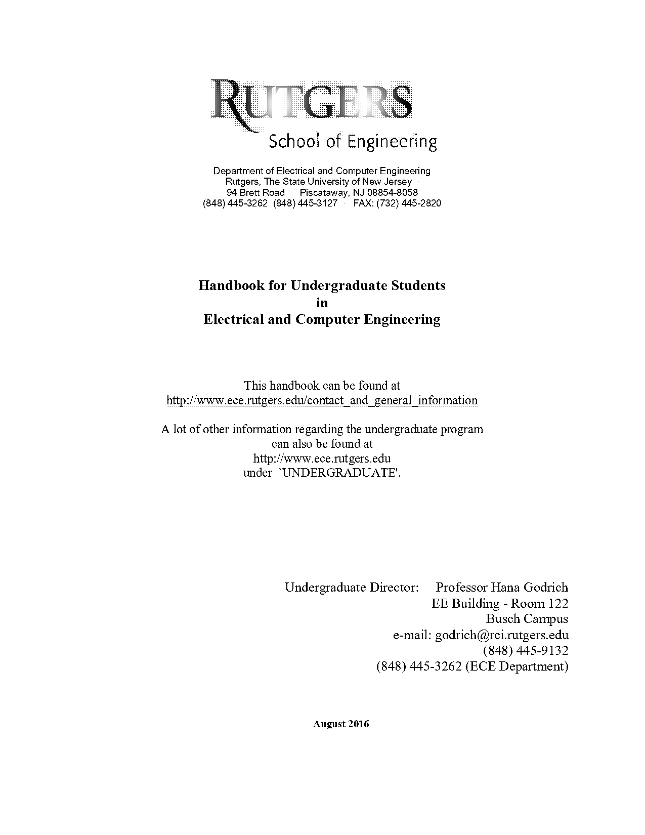 ece rutgers graduate handbook